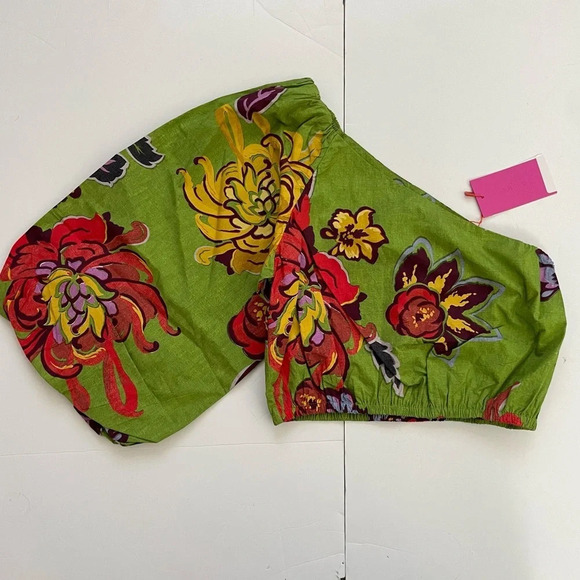NWT RHODE Floral One Shoulder Crop Top Size 6 Tropical Cruise Resortwear - Picture 3 of 11